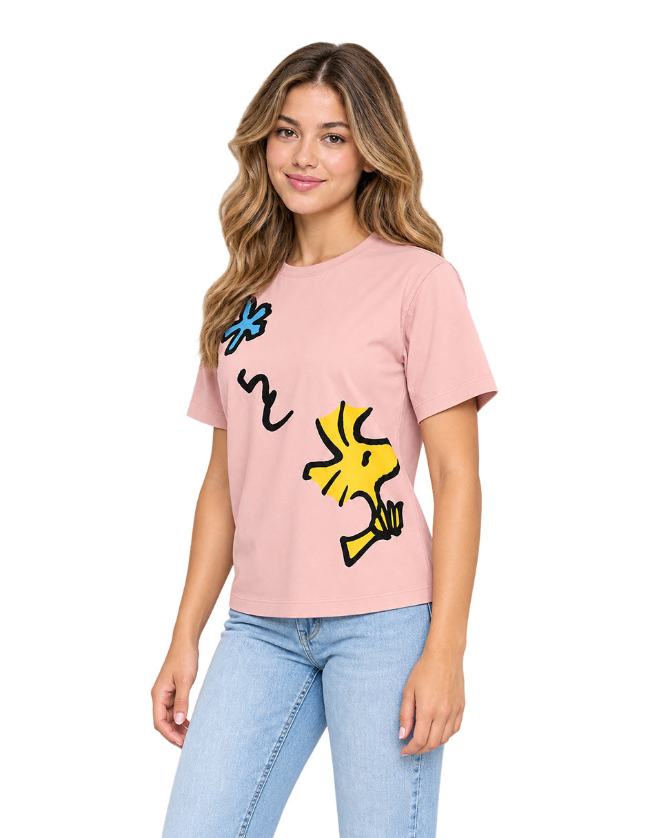 Playera Peanuts® Snoopy Blue Flower Wmn