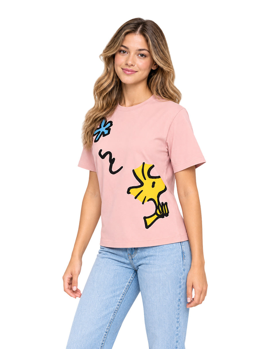 Playera Peanuts® Snoopy Blue Flower Wmn