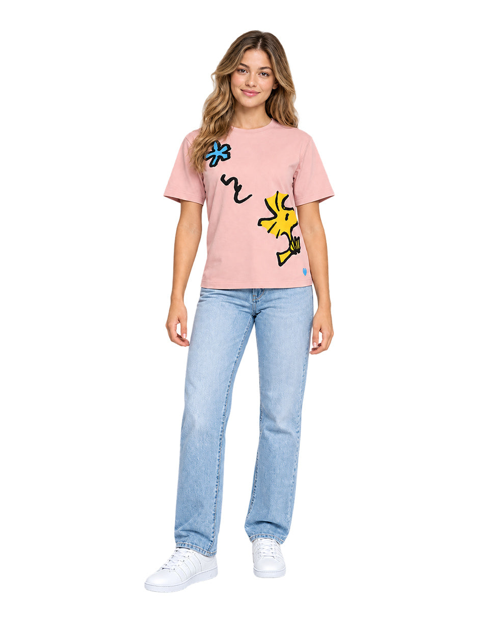 Playera Peanuts® Snoopy Blue Flower Wmn